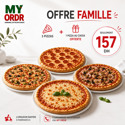 3 pizza où choix 4 gratuit
